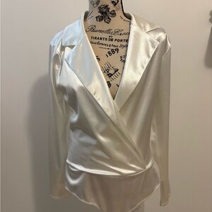 Fashion Nova Satin Ivory Wrap Bodysuit